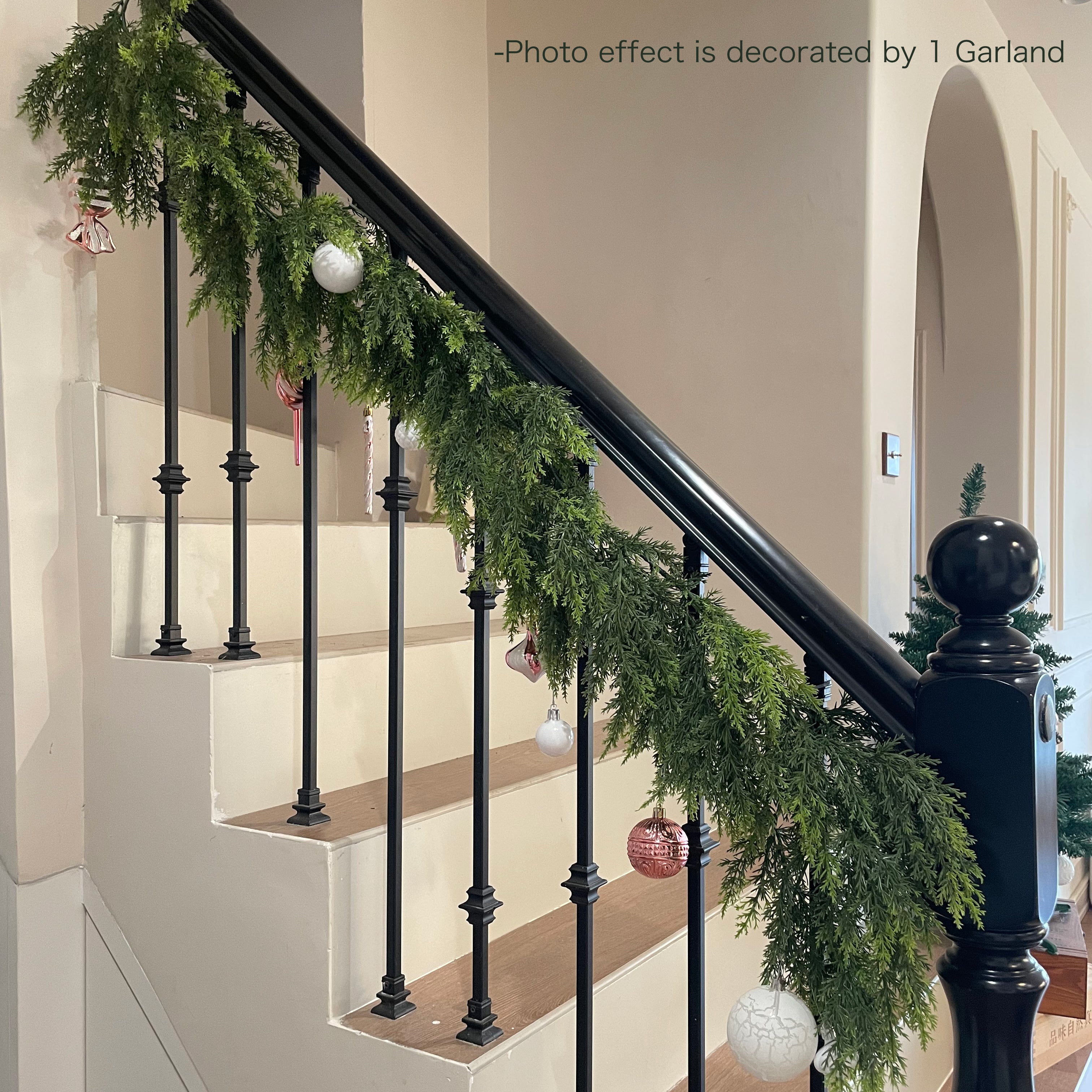 Christmas Cedar Garland Artificial Realistic Green Faux Real Touch Winter Pine Garland for Mantle Fireplace Wall Table Indoor Outdoor Decoraiton