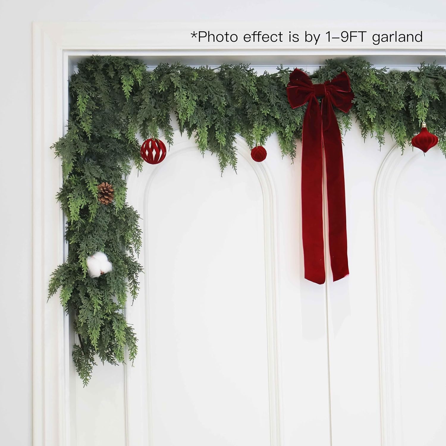 Christmas Cedar Garland Artificial Real Touch Thickness Realistic Greenery Pine Garland for Mantle Fireplace Outdoor Indoor Christmas Decorations