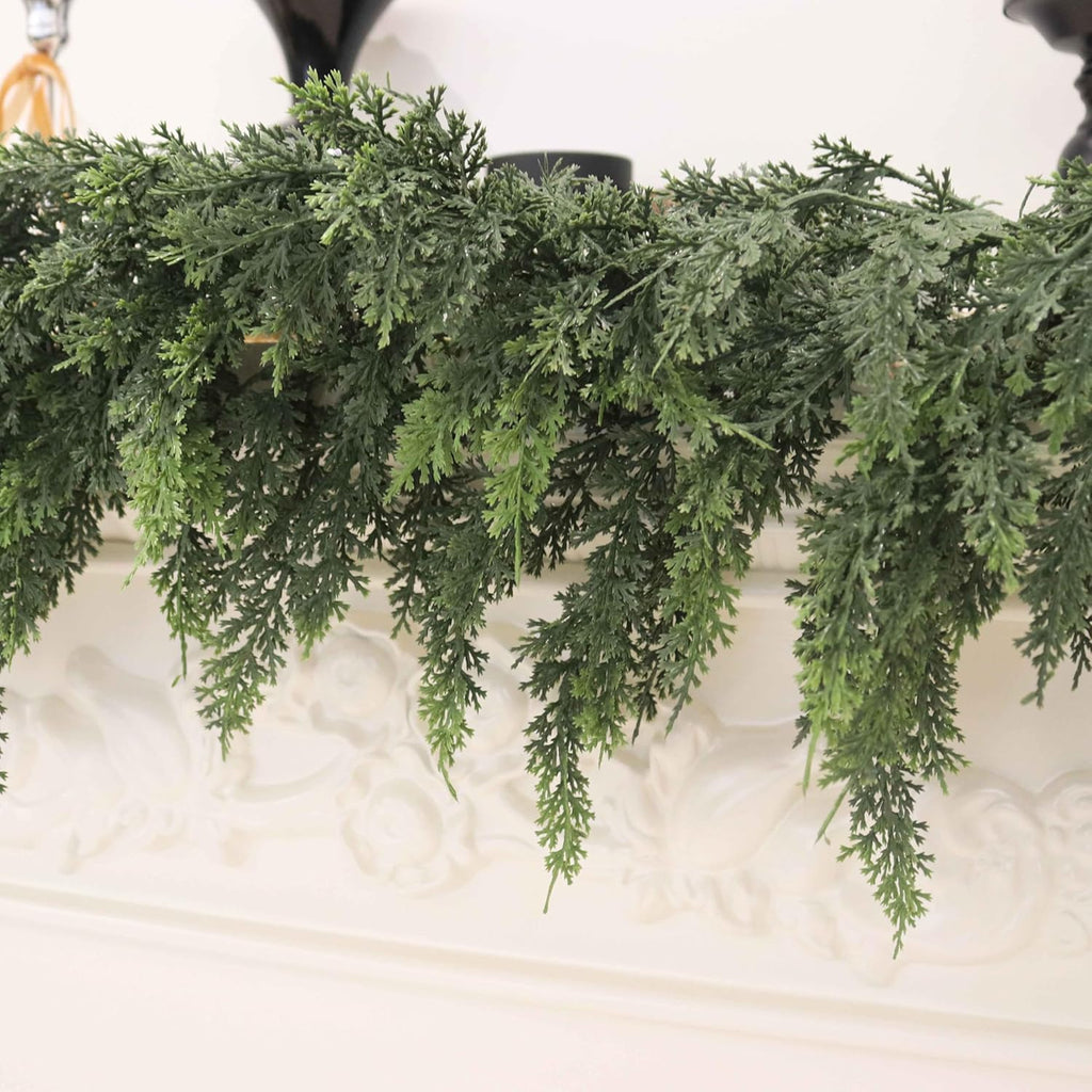 Christmas Cedar Garland Artificial Real Touch Thickness Realistic Greenery Pine Garland for Mantle Fireplace Outdoor Indoor Christmas Decorations