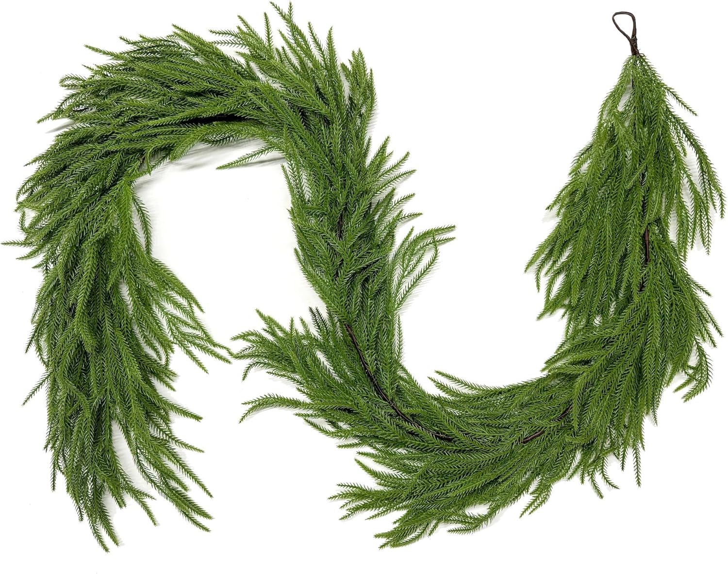 Christmas Garland Norfolk Pine Garland Real Touch Artificial Greenery Garland for Mantle Fireplace Table Indoor Outdoor Holiday Decortions