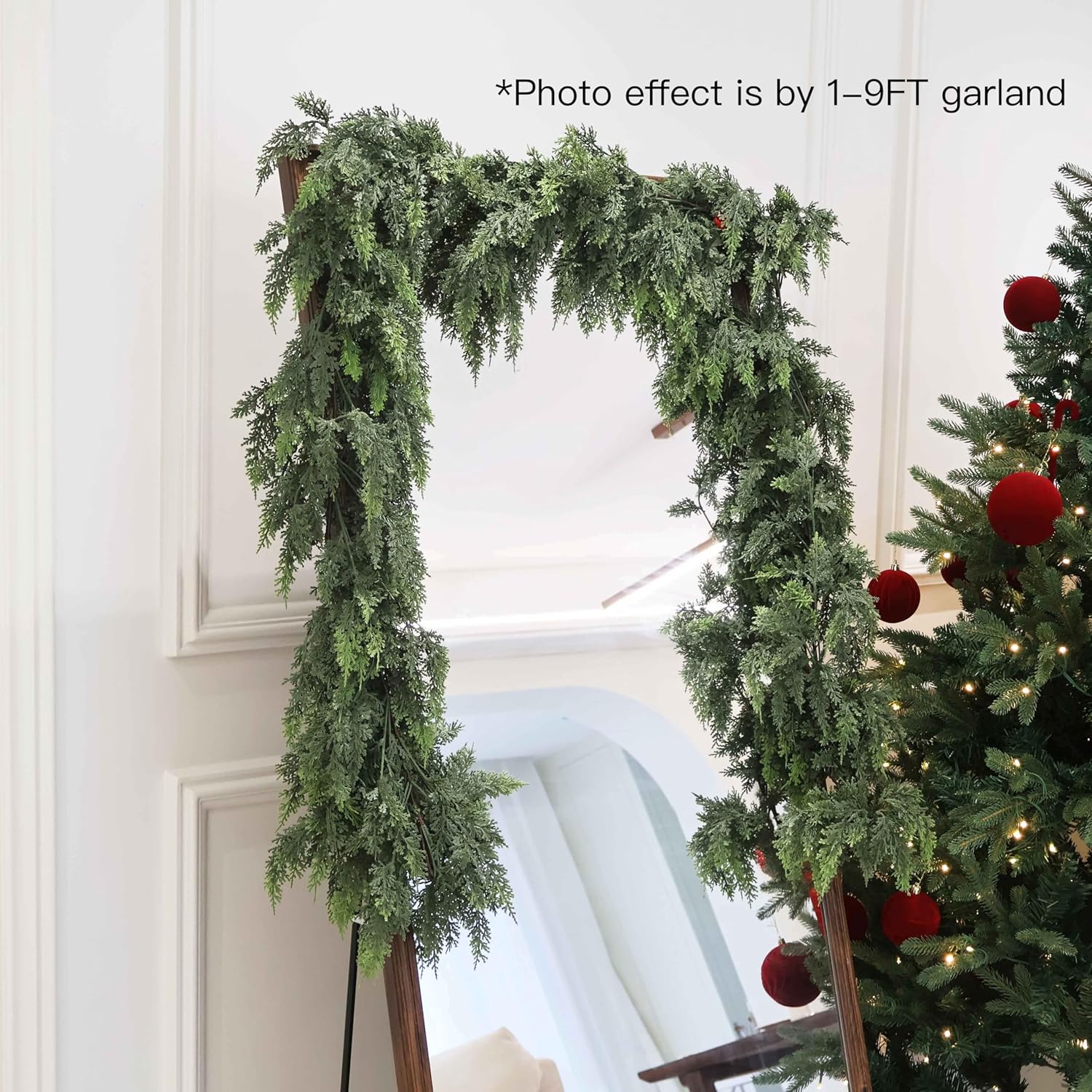 Christmas Cedar Garland Artificial Real Touch Thickness Realistic Greenery Pine Garland for Mantle Fireplace Outdoor Indoor Christmas Decorations