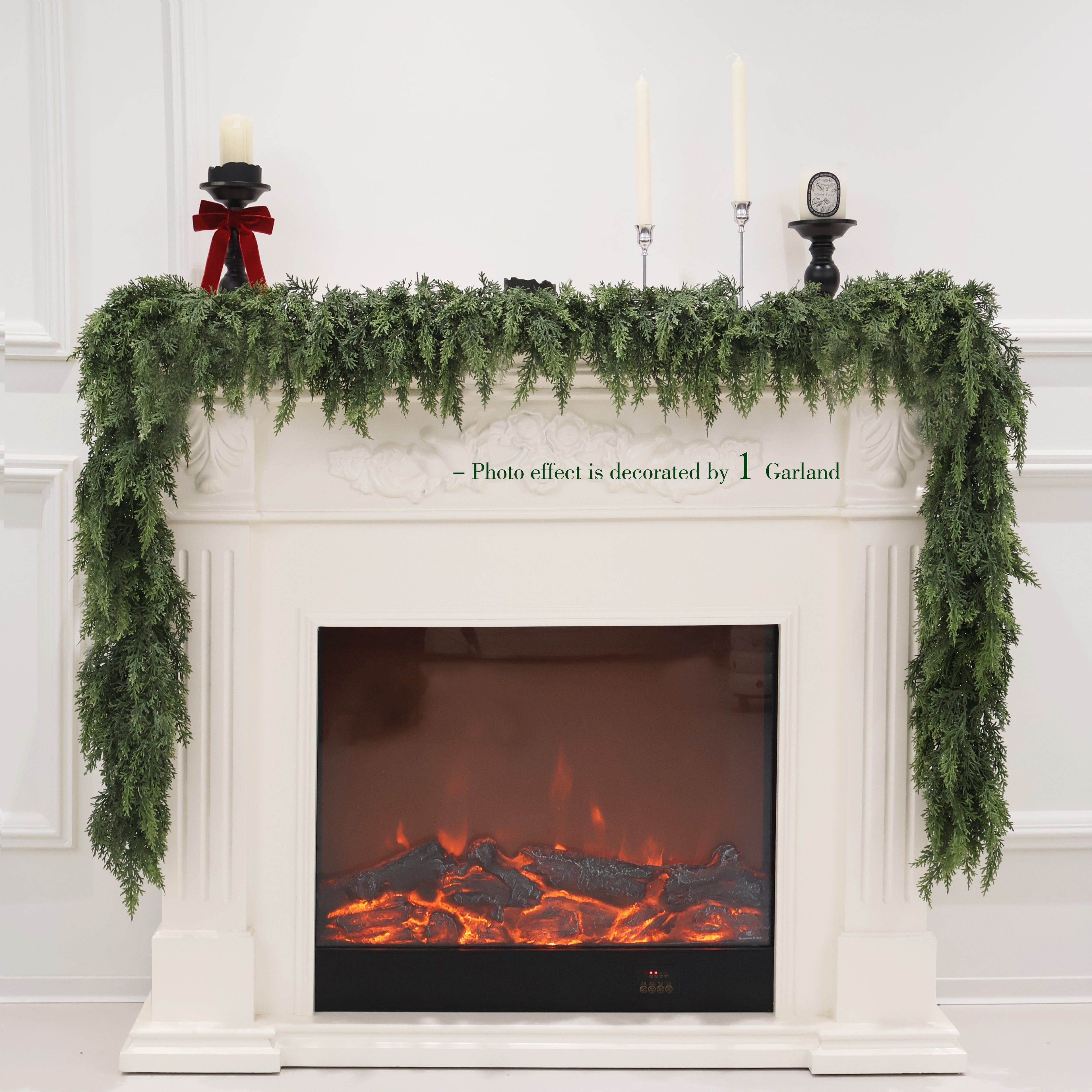 Artificial Cedar Garland for Christmas Decoration - Realistic Winter Greenery Garland for Mantel, Fireplace, Table, Door, Holiday Indoor Outdoor Decor