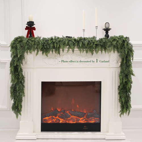 Artificial Cedar Garland for Christmas Decoration - Realistic Winter Greenery Garland for Mantel, Fireplace, Table, Door, Holiday Indoor Outdoor Decor