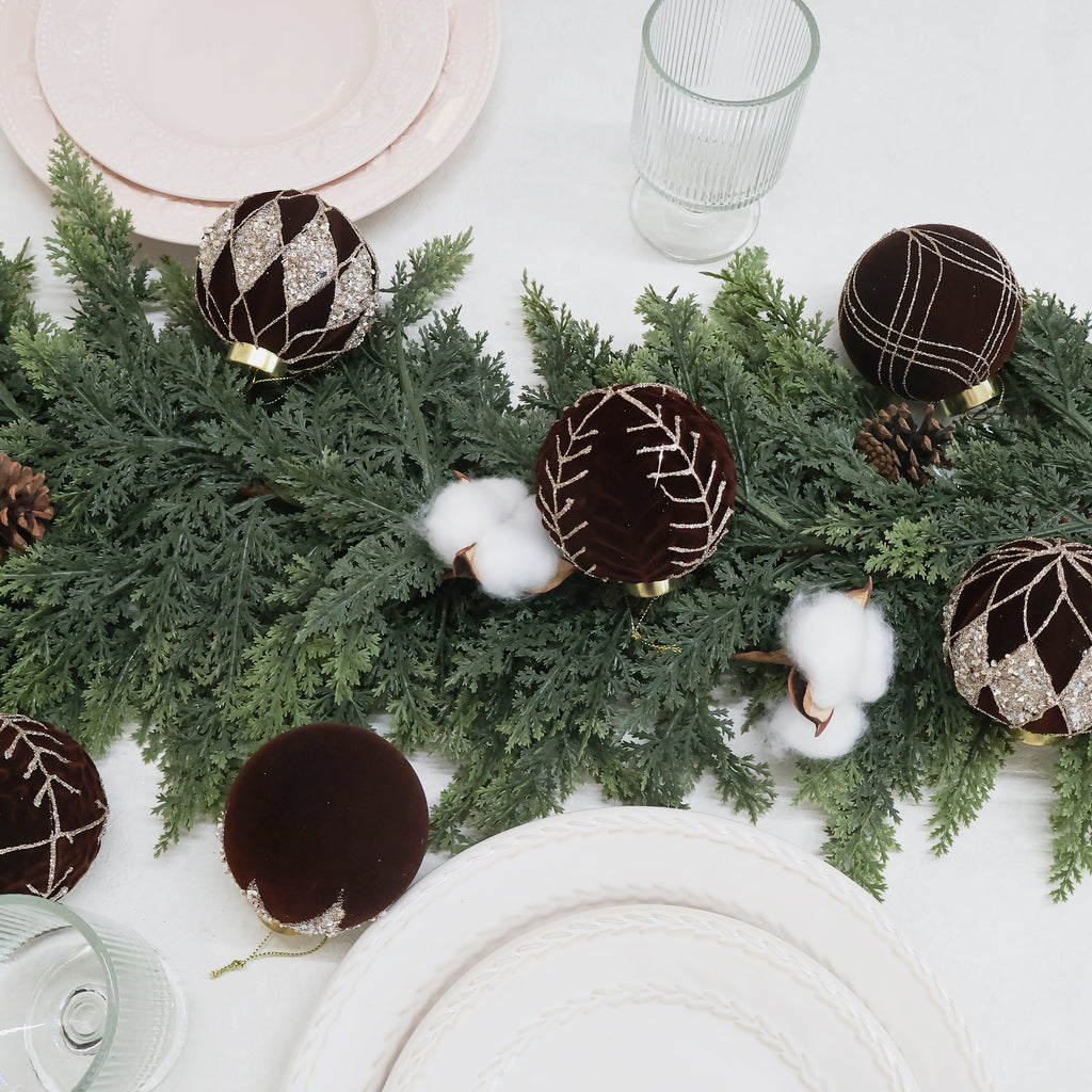 Velvet Ornaments for Christmas Tree, Glitter Flocked Christmas Ornaments Decorations Balls Set Decor