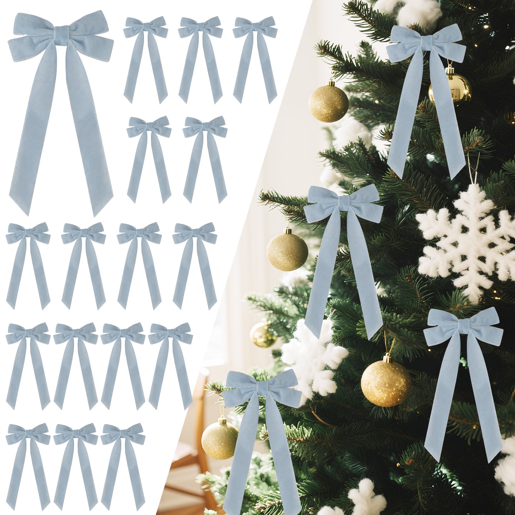 16Pcs Velvet Ribbon Bows for Christmas Tree, Vintage Rustic Small Craft Bows Ornaments for Garland Wreath Gift Wrapping Candy Bags Party DIY Decorations