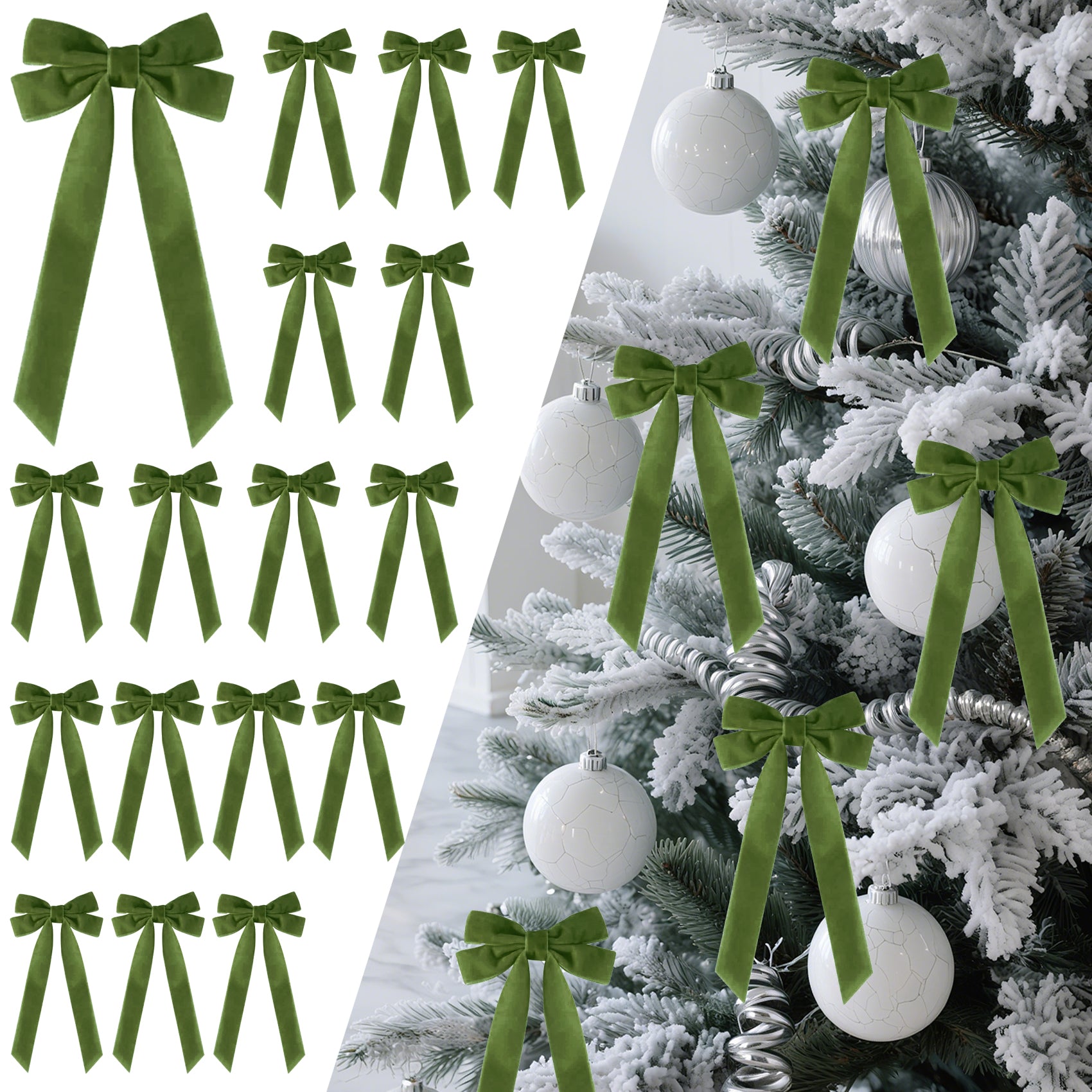 16Pcs Velvet Ribbon Bows for Christmas Tree, Vintage Rustic Small Craft Bows Ornaments for Garland Wreath Gift Wrapping Candy Bags Party DIY Decorations