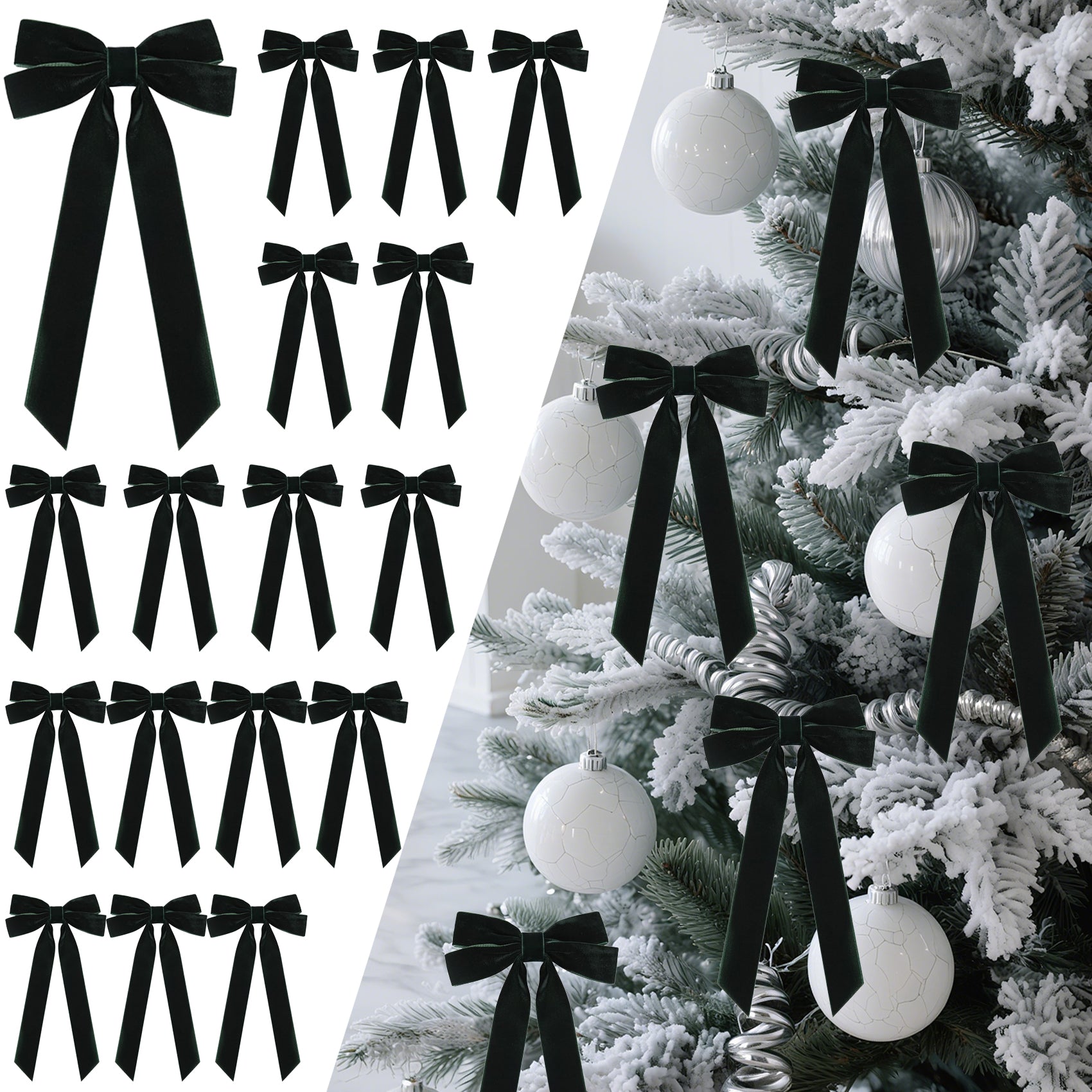 16Pcs Velvet Ribbon Bows for Christmas Tree, Vintage Rustic Small Craft Bows Ornaments for Garland Wreath Gift Wrapping Candy Bags Party DIY Decorations