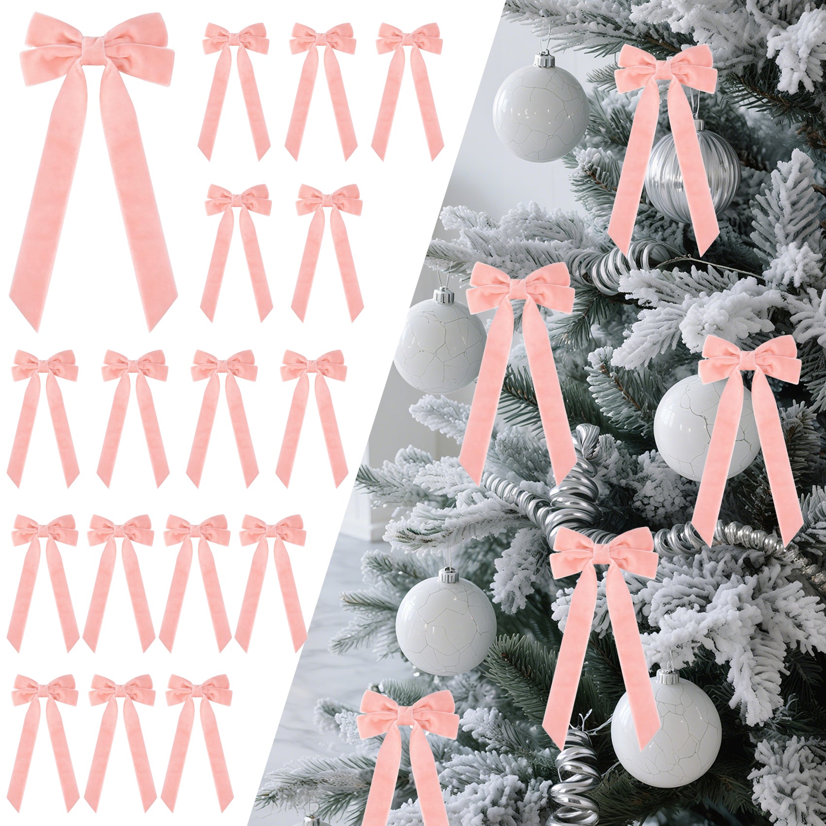 16Pcs Velvet Ribbon Bows for Christmas Tree, Vintage Rustic Small Craft Bows Ornaments for Garland Wreath Gift Wrapping Candy Bags Party DIY Decorations