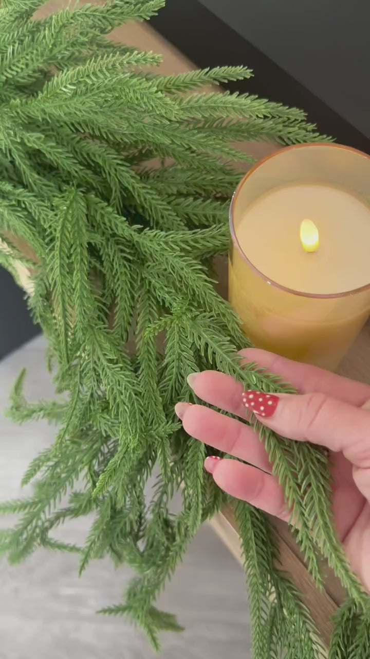 Christmas Garland Norfolk Pine Garland Real Touch Artificial Greenery Garland for Mantle Fireplace Table Indoor Outdoor Holiday Decortions