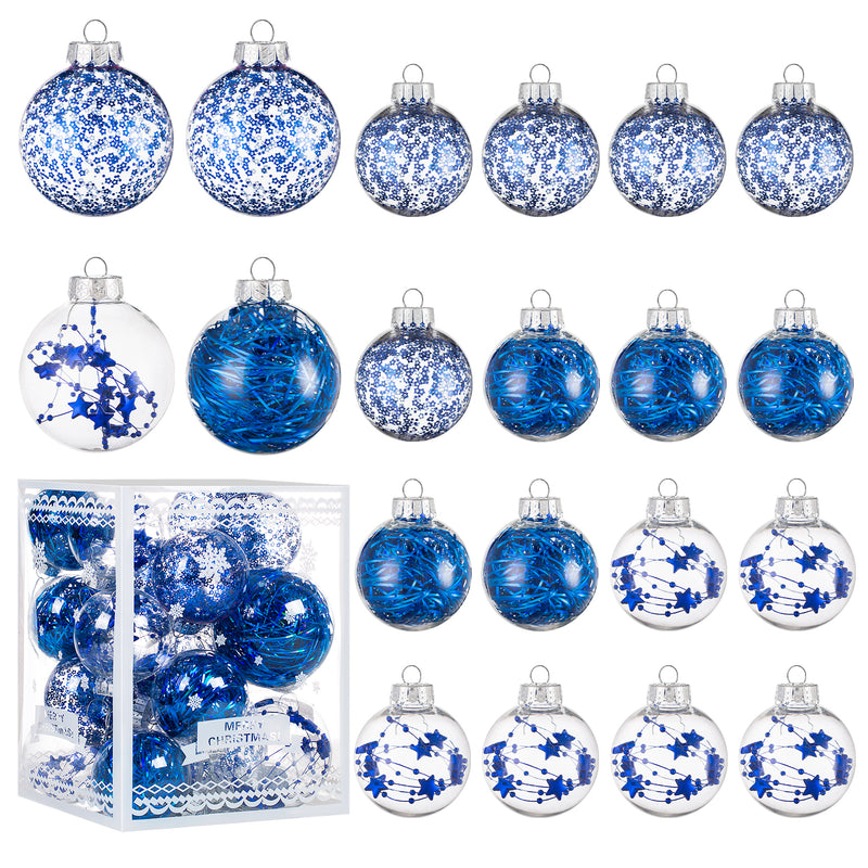 Christmas Ball Ornaments Set-Shatterproof Clear Plastic Decorative Baubles for Xmas Tree House Holiday Wedding Party Decoration, 20 PCS