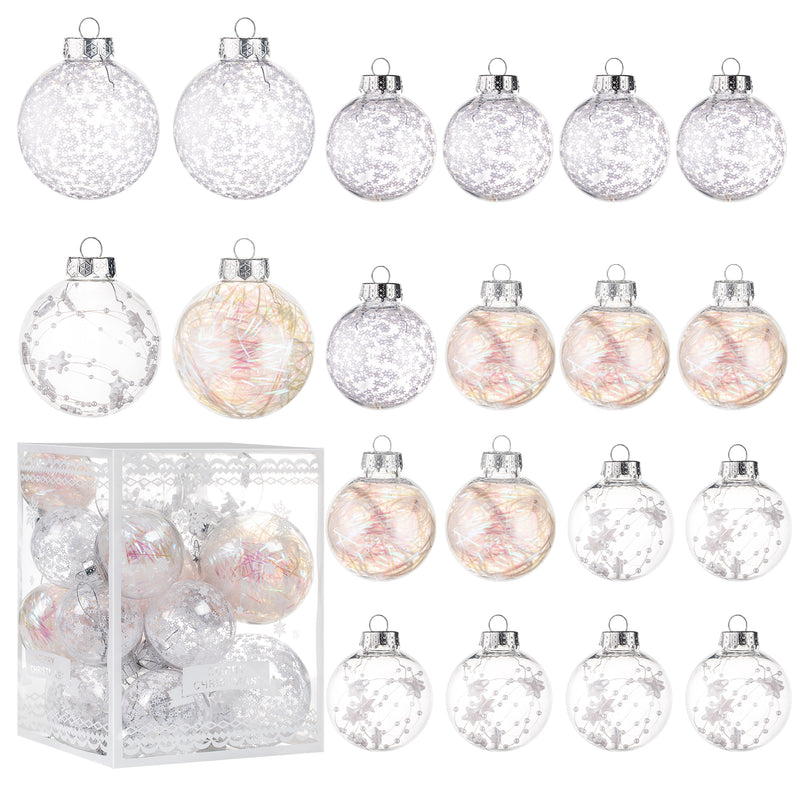 Christmas Ball Ornaments Set-Shatterproof Clear Plastic Decorative Baubles for Xmas Tree House Holiday Wedding Party Decoration, 20 PCS