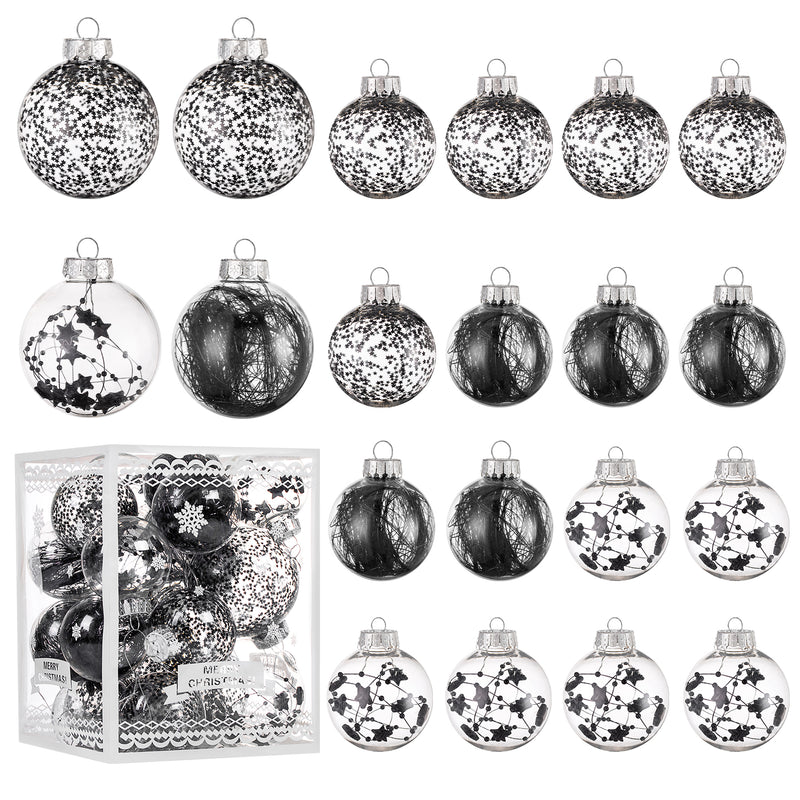 Christmas Ball Ornaments Set-Shatterproof Clear Plastic Decorative Baubles for Xmas Tree House Holiday Wedding Party Decoration, 20 PCS