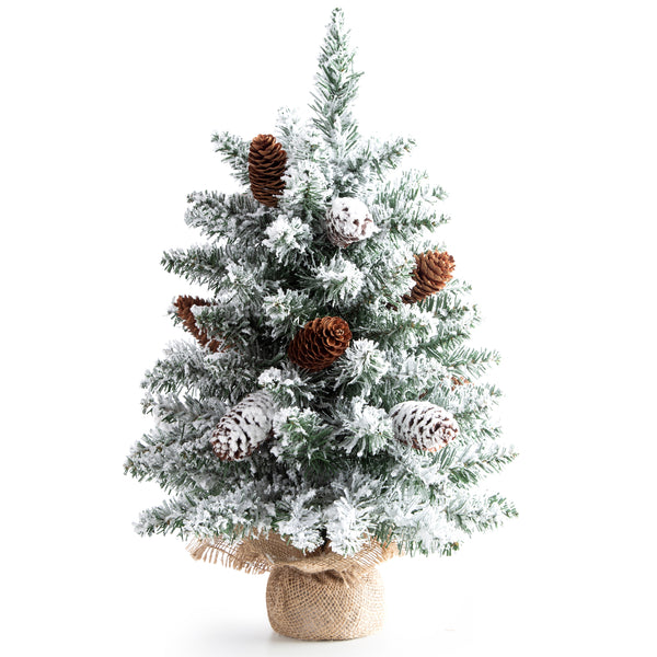 Small Christmas Tree Artificial Tree 22 inches with Pine Cones, Suitable for Tabletop