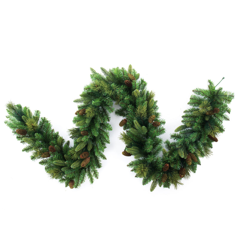 Classic Christmas Carolina Pine Garland with Flocked Cones