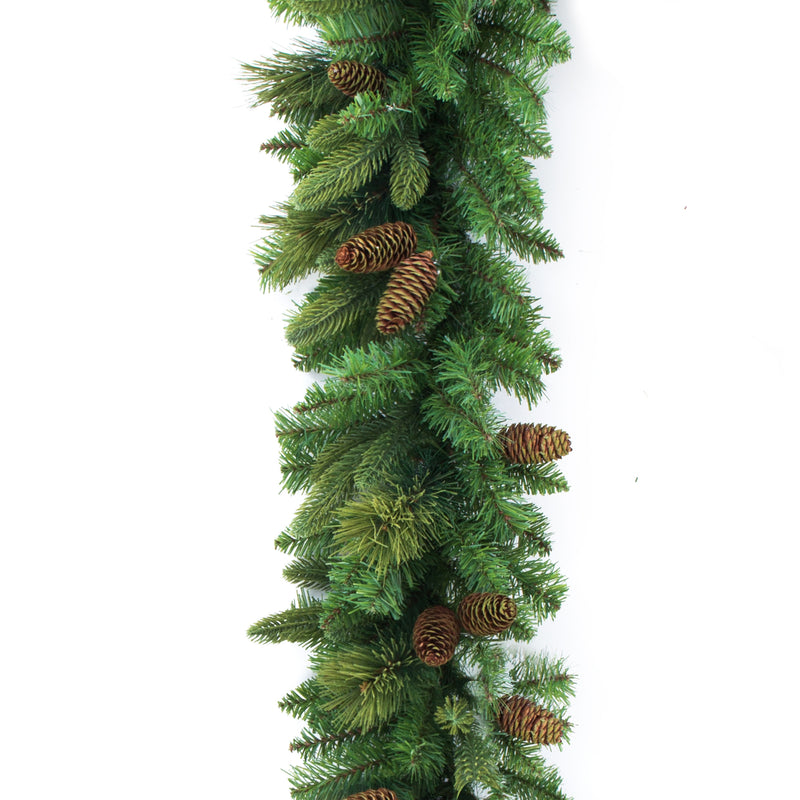 Classic Christmas Carolina Pine Garland with Flocked Cones