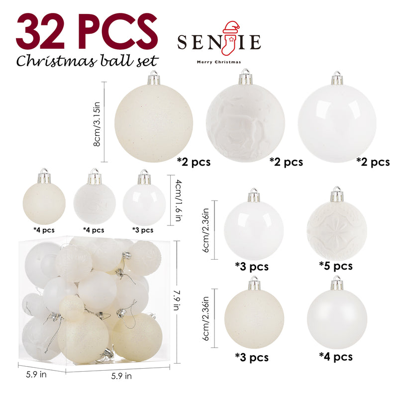 Christmas Ornaments for Xmas Trees,Multicolor Shatterproof Christmas Ball Ornaments of 32 pcs…