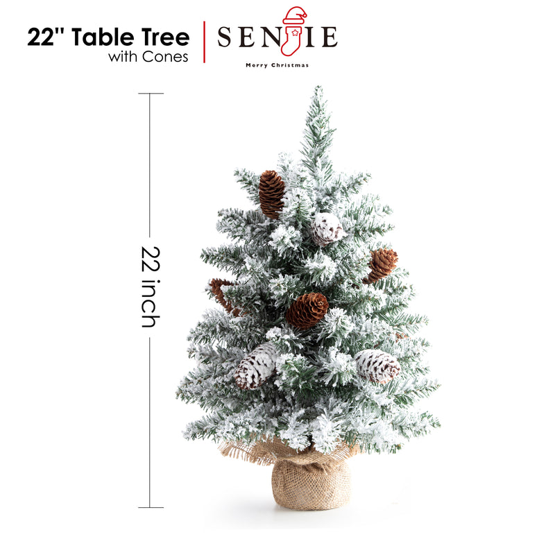 Small Christmas Tree Artificial Tree 22 inches with Pine Cones, Suitable for Tabletop