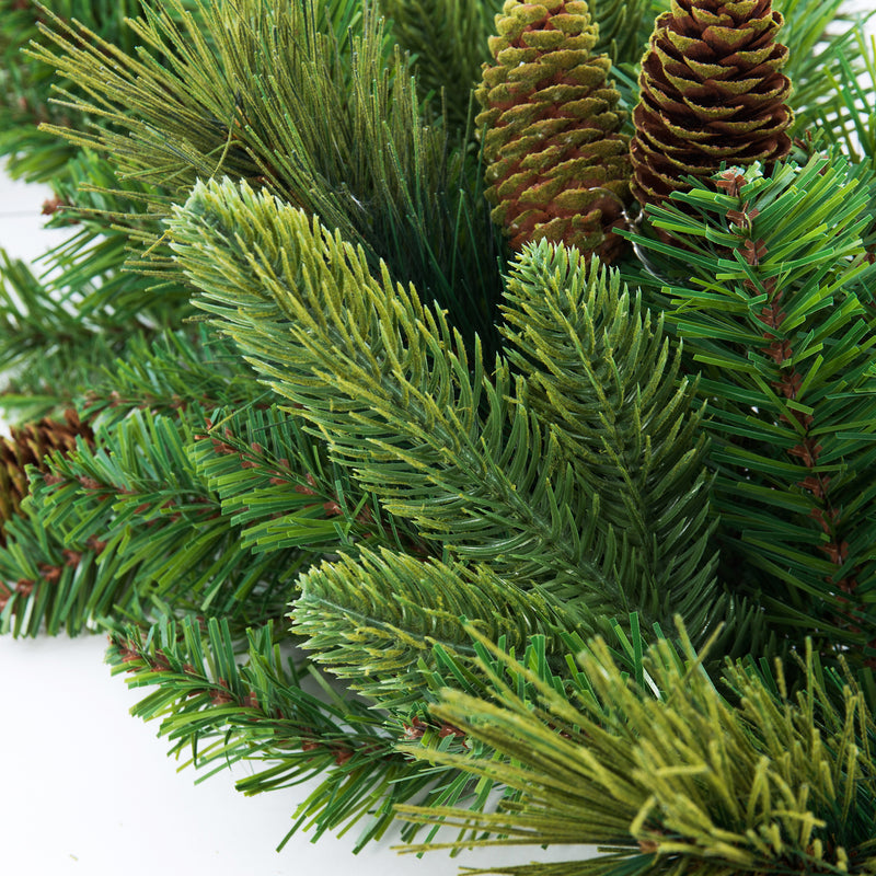 Classic Christmas Carolina Pine Garland with Flocked Cones