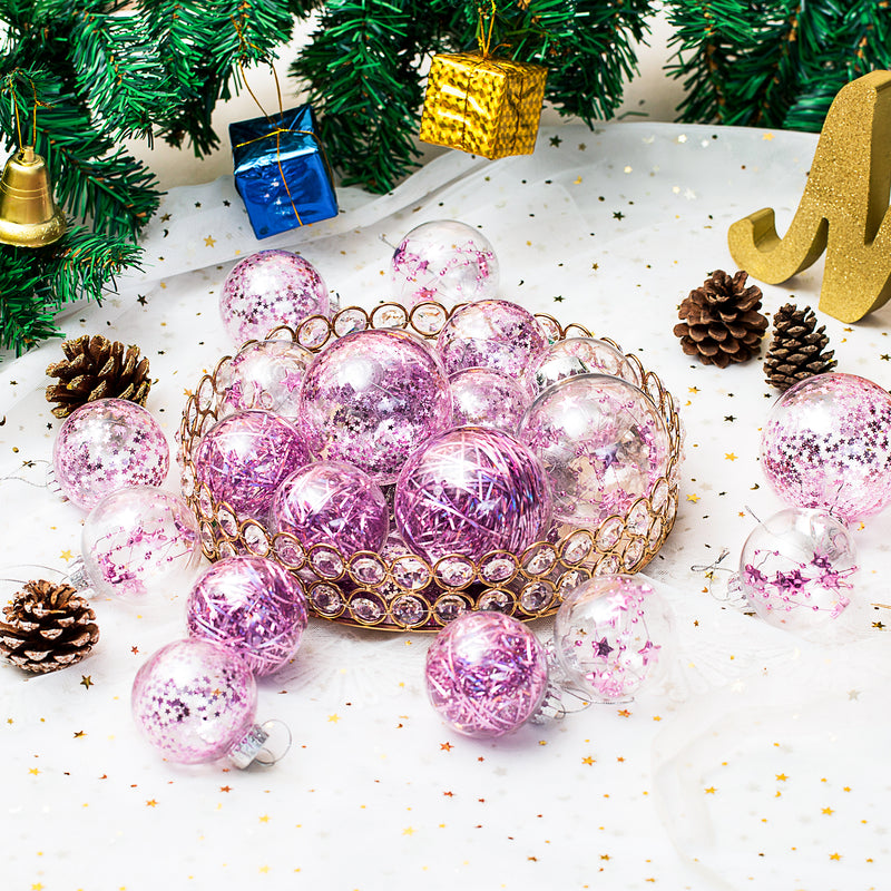 Christmas Ball Ornaments Set-Shatterproof Clear Plastic Decorative Baubles for Xmas Tree House Holiday Wedding Party Decoration, 20 PCS