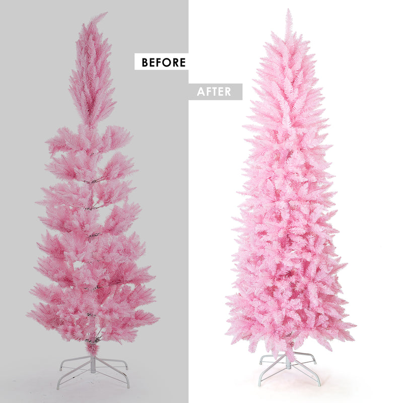 Artificial Christmas Trees,Collapsible Pencil Tree with Metal Stand ,Suitable for Home Corner, Apartment, entryway, 5/6/7.5/9 FT