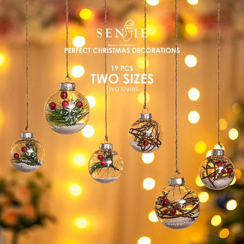 Christmas Ball Ornaments Set-Shatterproof Clear Plastic Decorative Baubles for Xmas Tree House Holiday Wedding Party Decoration, 20 PCS