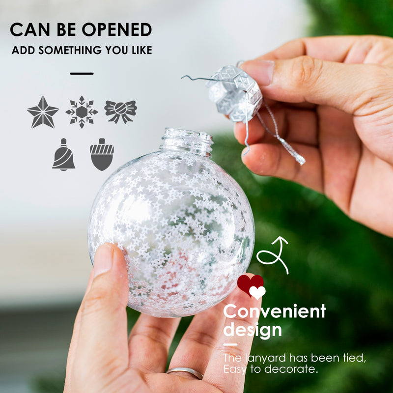 Christmas Ball Ornaments Set-Shatterproof Clear Plastic Decorative Baubles for Xmas Tree House Holiday Wedding Party Decoration, 20 PCS