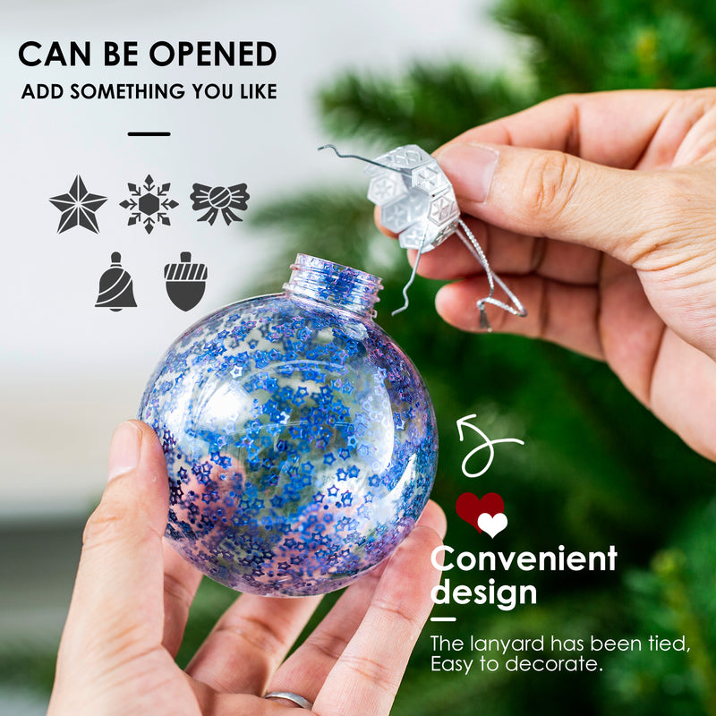 Christmas Ball Ornaments Set-Shatterproof Clear Plastic Decorative Baubles for Xmas Tree House Holiday Wedding Party Decoration, 20 PCS