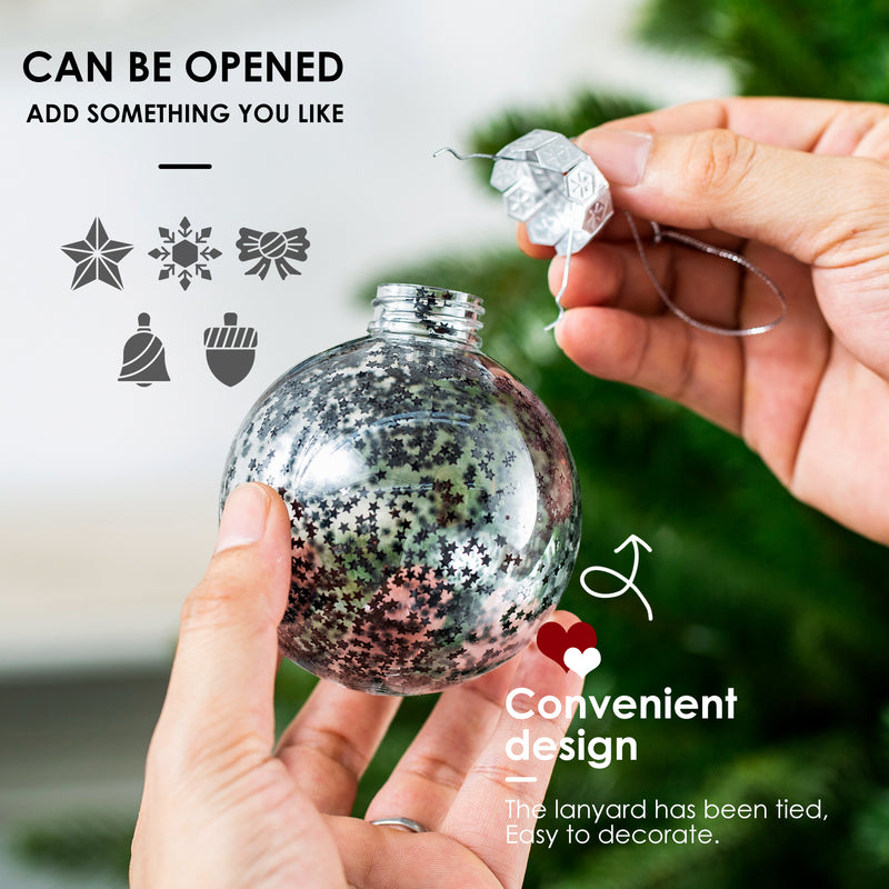 Christmas Ball Ornaments Set-Shatterproof Clear Plastic Decorative Baubles for Xmas Tree House Holiday Wedding Party Decoration, 20 PCS