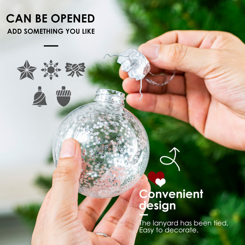 Christmas Ball Ornaments Set-Shatterproof Clear Plastic Decorative Baubles for Xmas Tree House Holiday Wedding Party Decoration, 20 PCS