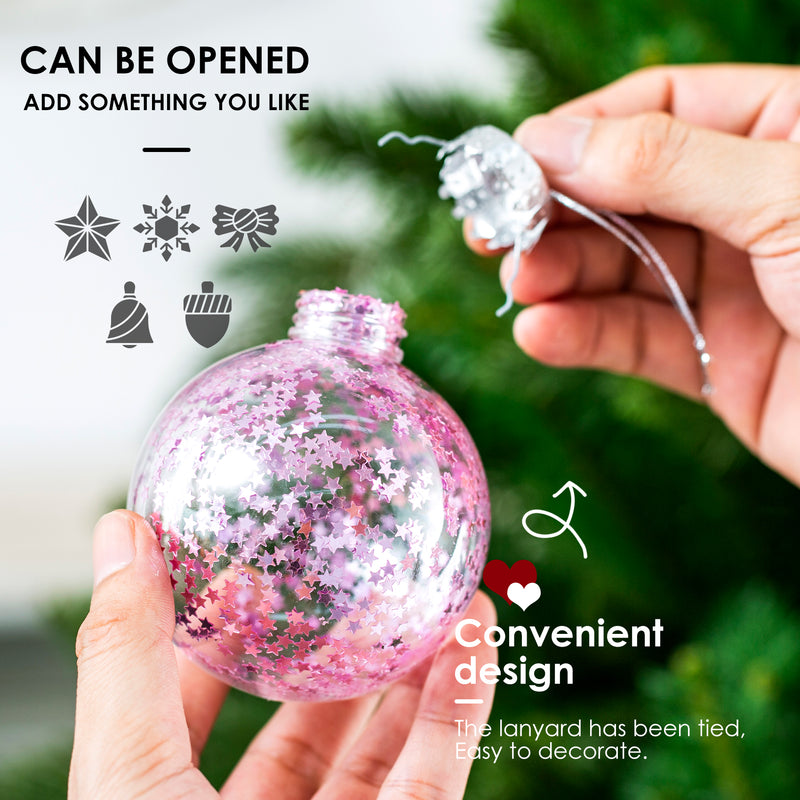 Christmas Ball Ornaments Set-Shatterproof Clear Plastic Decorative Baubles for Xmas Tree House Holiday Wedding Party Decoration, 20 PCS