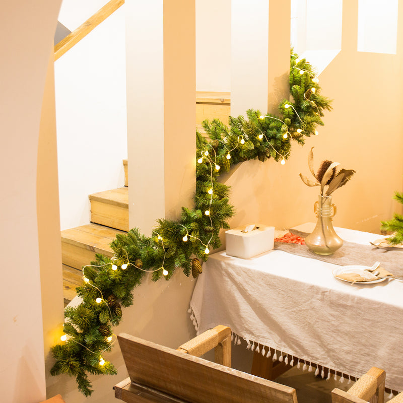 Classic Christmas Carolina Pine Garland with Flocked Cones