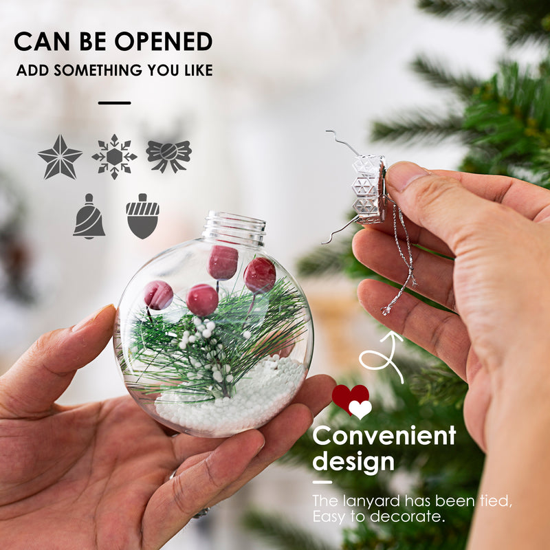 Christmas Ball Ornaments Set-Shatterproof Clear Plastic Decorative Baubles for Xmas Tree House Holiday Wedding Party Decoration, 20 PCS