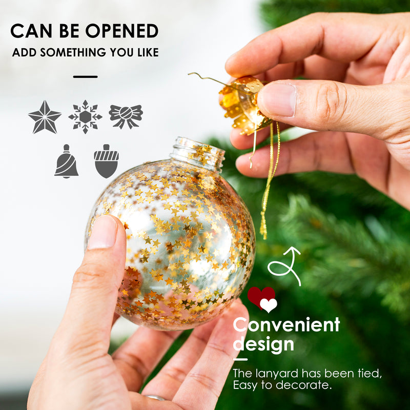 Christmas Ball Ornaments Set-Shatterproof Clear Plastic Decorative Baubles for Xmas Tree House Holiday Wedding Party Decoration, 20 PCS