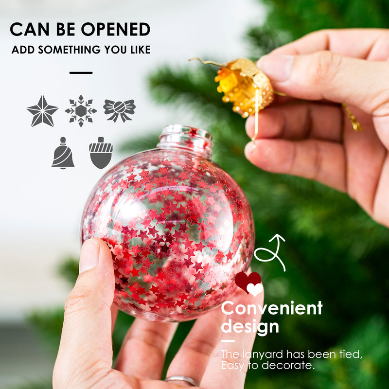 Christmas Ball Ornaments Set-Shatterproof Clear Plastic Decorative Baubles for Xmas Tree House Holiday Wedding Party Decoration, 20 PCS