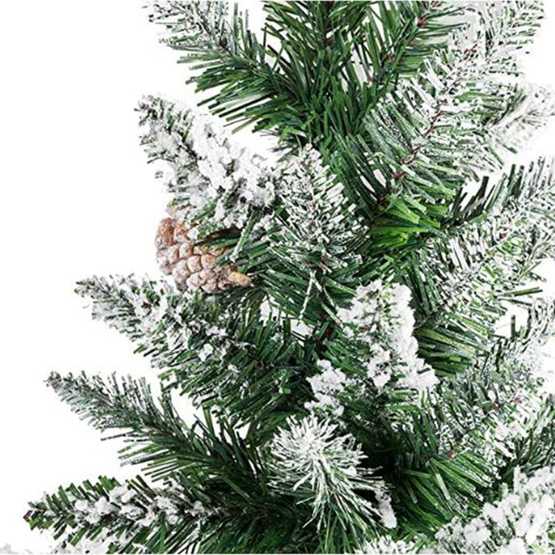 Artificial Pencil Christmas Tree,Snow Flocked Trees with Pine Cone Decoration Unlit 5/6/7/7.5 FT